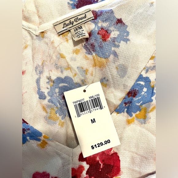 NWT M Lucky Floral Blue Red Soft Lightweight Maxi Dress - Picture 10 of 11